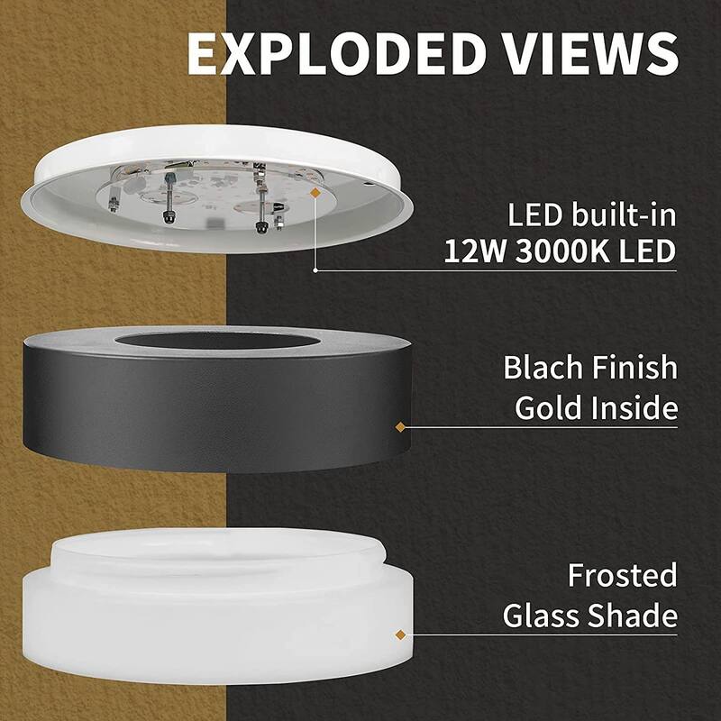 11 Inch/14 Inch / 20 Inch LED Flush Mount Ceiling Light with Frosted Glass Shade