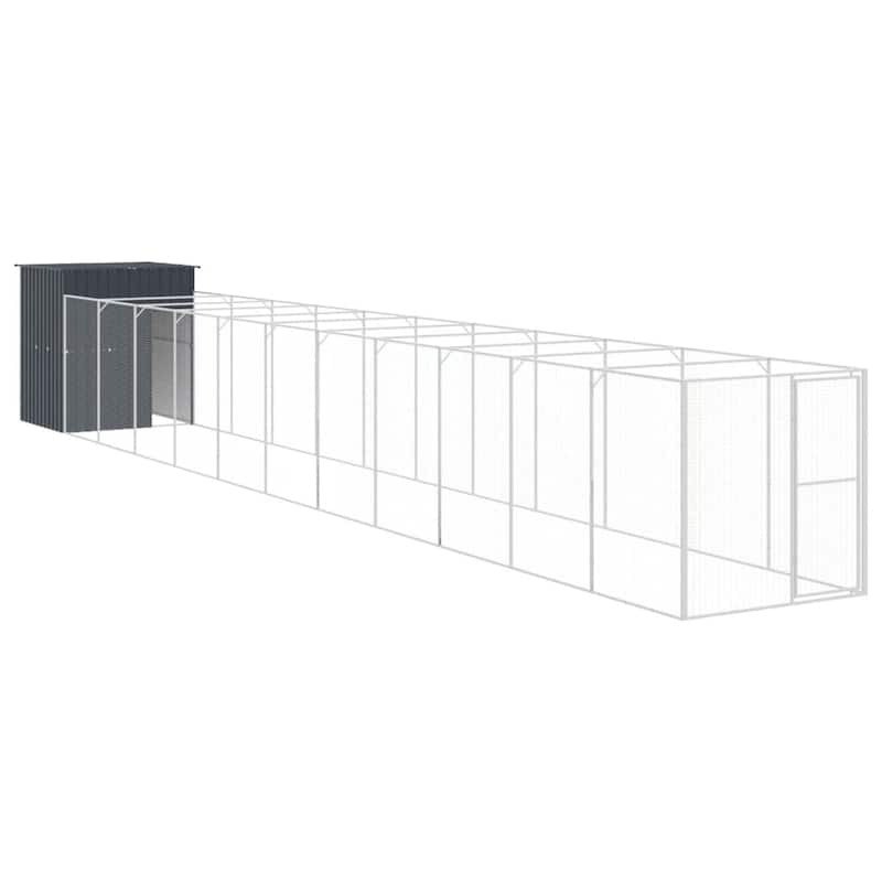 vidaXL Dog House Outdoor Dog Kennel Crate Shelter with Run Galvanized Steel