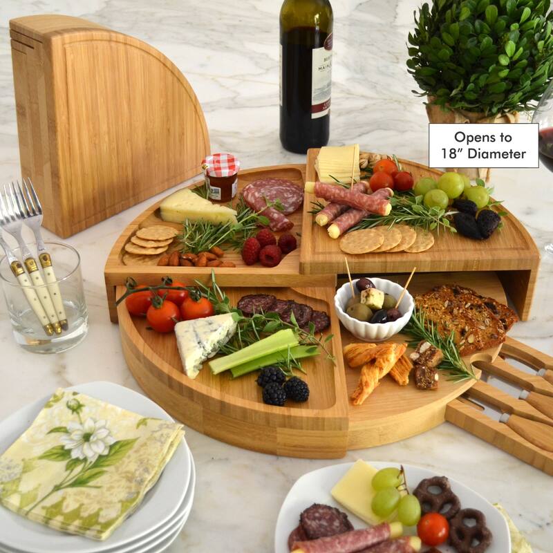 Picnic at Ascot Charcuterie board. New Patented Design Saves Space & Stores Cheese Tools