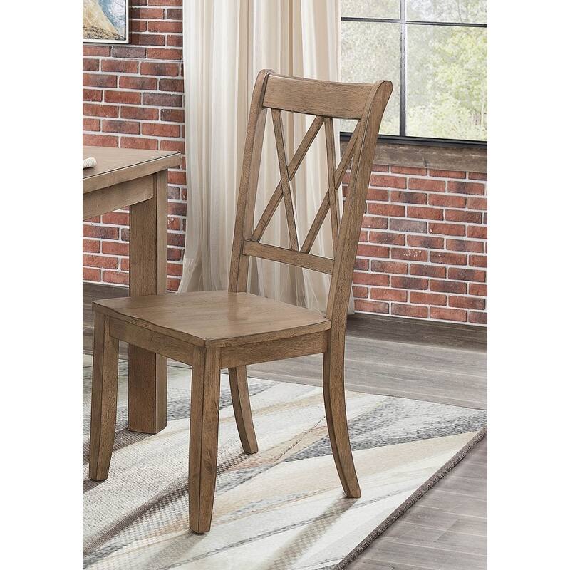 2PCS Side Chairs,Pine Veneer Transitional Double-X Back Design Dining Chair