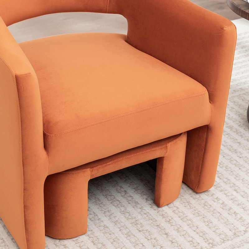 SEYNAR Modern Glam Velvet Accent Armchair Open Back with Ottoman