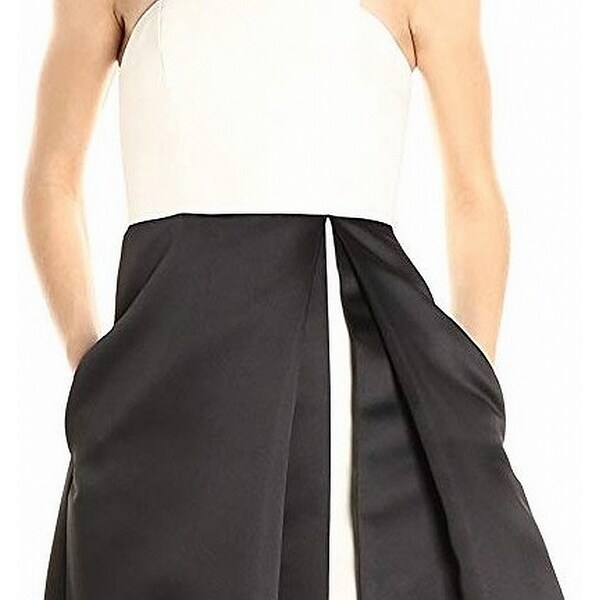 halston heritage black and white dress