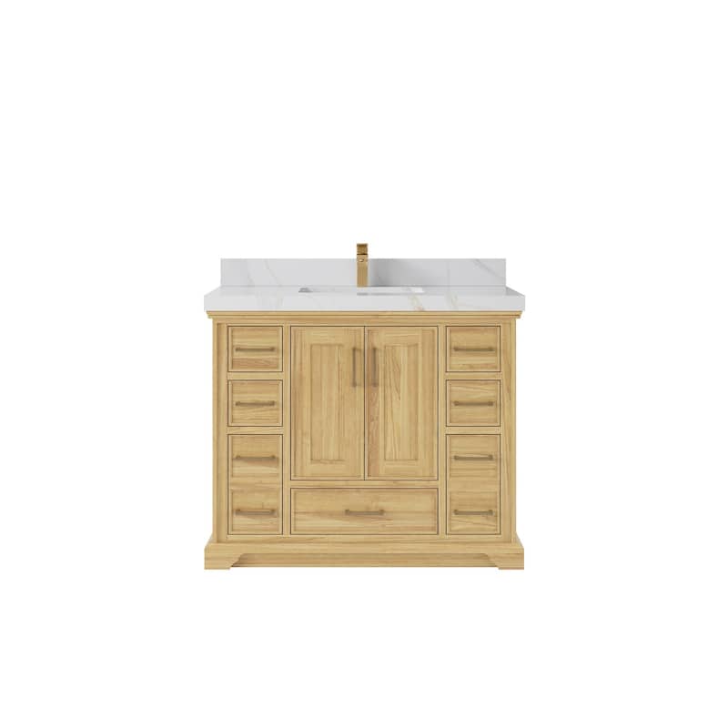 Willow Collections 42 in. W x 22 in. D Charlotte Teak Single Sink Bathroom Solid Teak Vanity with Countertop