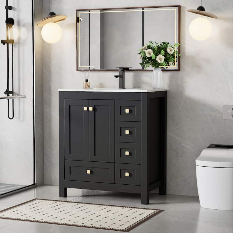 Eclife 30'' Bathroom Vanities Cabinet with Drop in Sink Combo Set