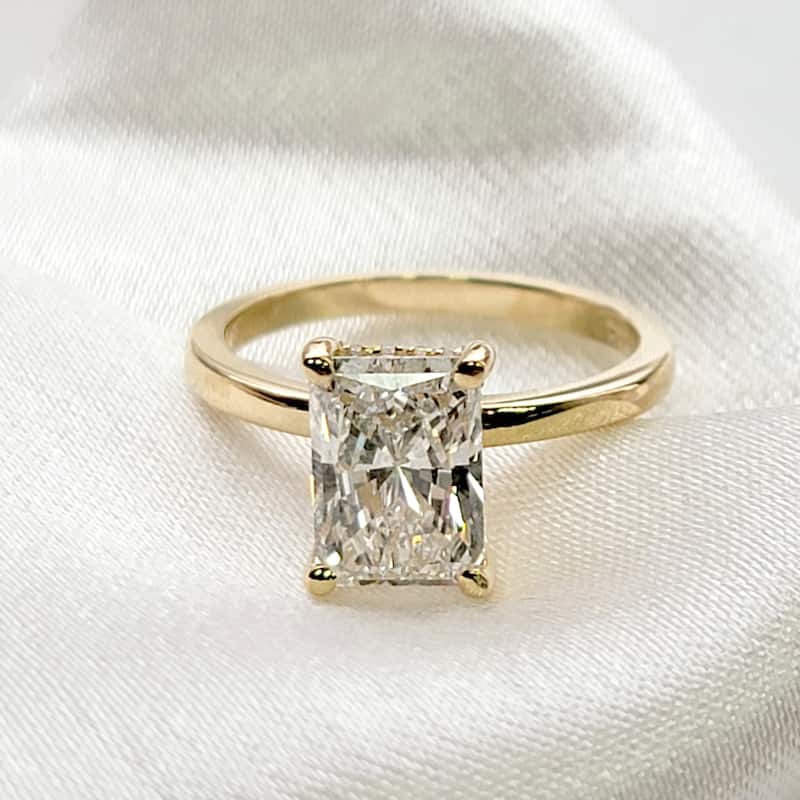 Auriya Lab Grown 2ctw Radiant-cut with Hidden Halo Solitaire Diamond Engagement Ring in 14k Gold Certified (H-I, VS1-VS2)