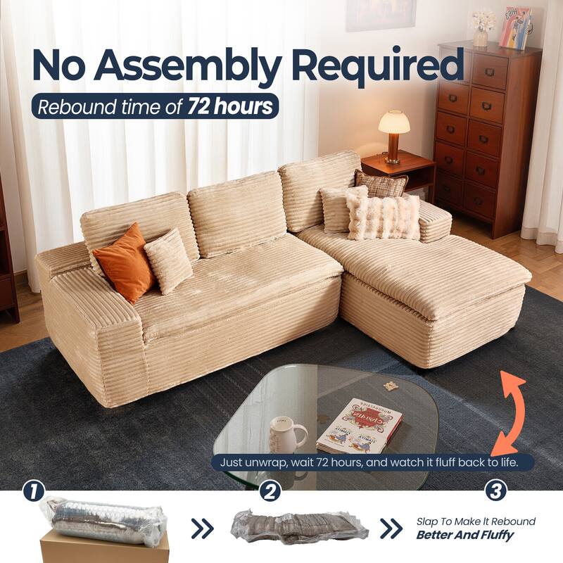 HOOOWOOO Upholstered Fabric Sectional Sofa Couch with Chaise