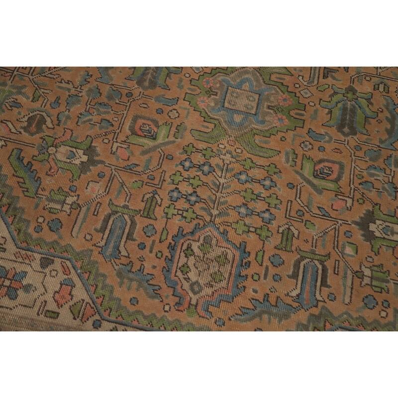 Hand Knotted Oriental 100% Wool Carpet Traditional Floral Oranges & Rust Tabriz Area Rug - 12' 6'' X 9' 1''