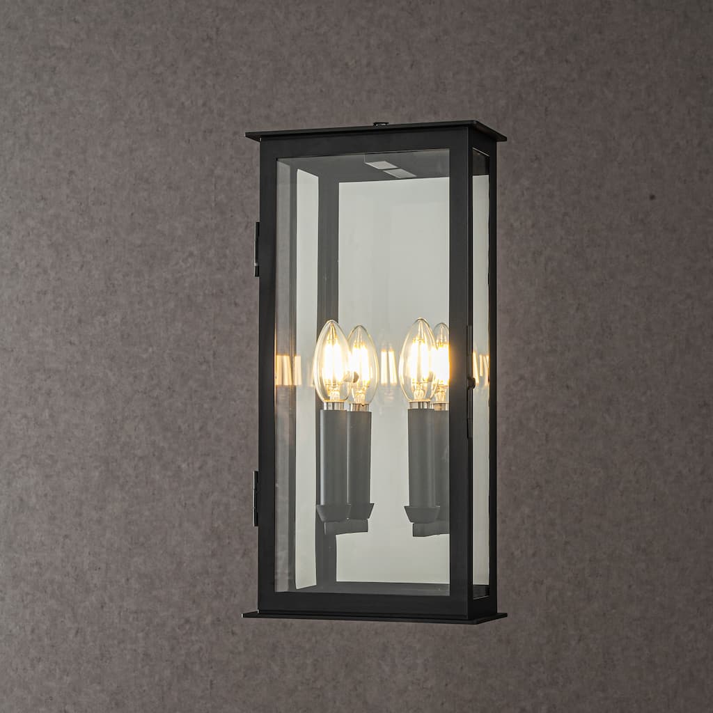 CraftHome Modern Matte Black Outdoor Wall Light with Dusk-to-Dawn Sensor Exterior Wall Sconce with Clear Glass Shade