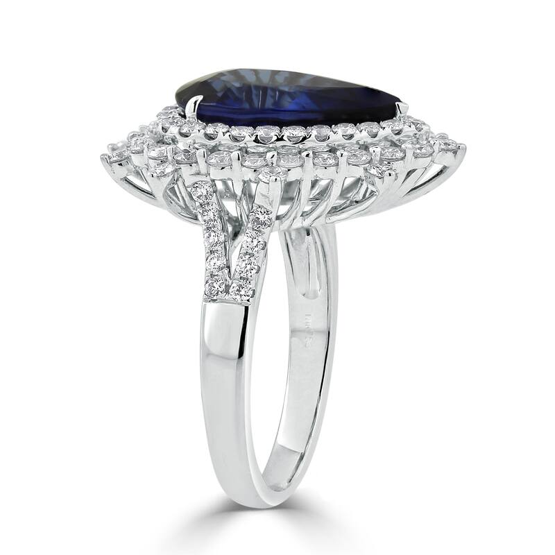 Auriya 18k Gold 6 1/4ct Pear-cut Sapphire Halo Diamond Engagement Ring 1 1/4ct TDW