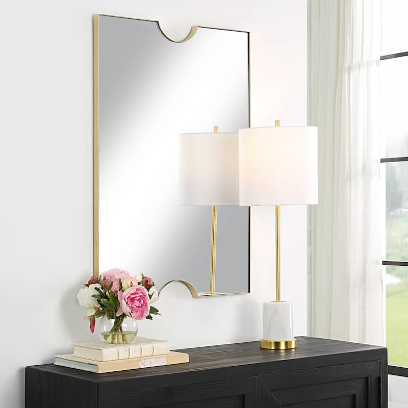 Uttermost Ticket Gold Vanity Mirror - 24.25"W x 36.13"H x 1.13"D