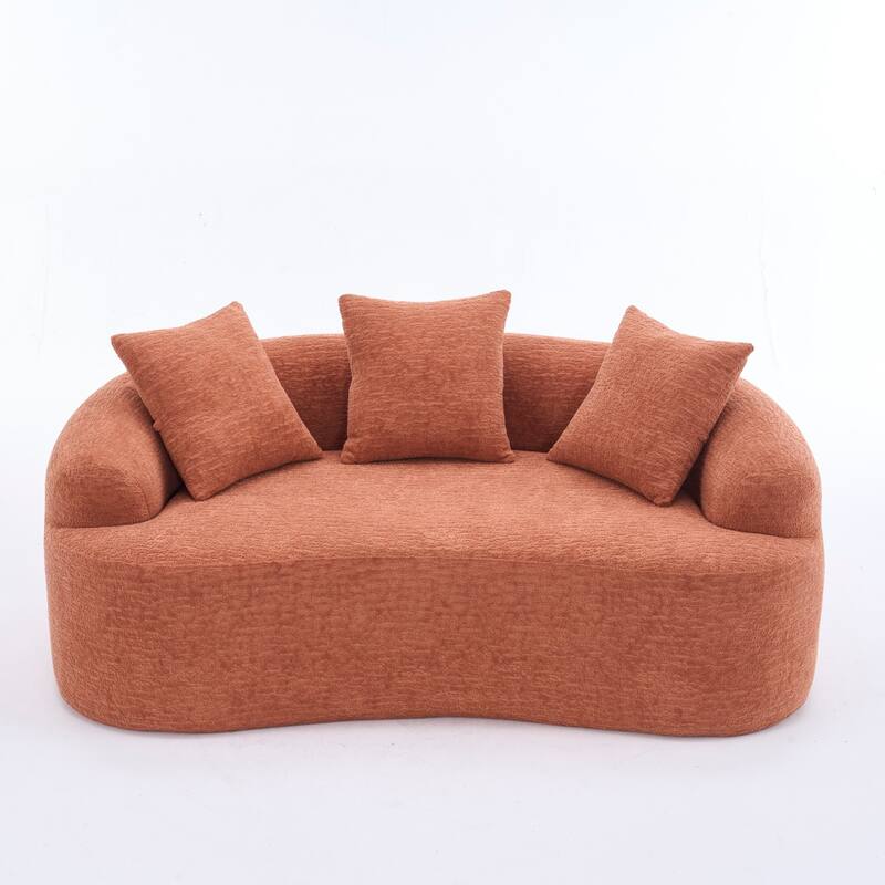 Curved Loveseat Full Compression Sponge 30D Sofa Chenille No-Assembly