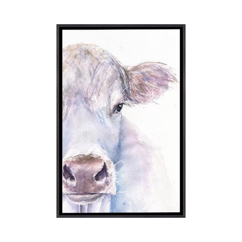 iCanvas "Cow" by George Dyachenko Framed - Ebony - 48x32