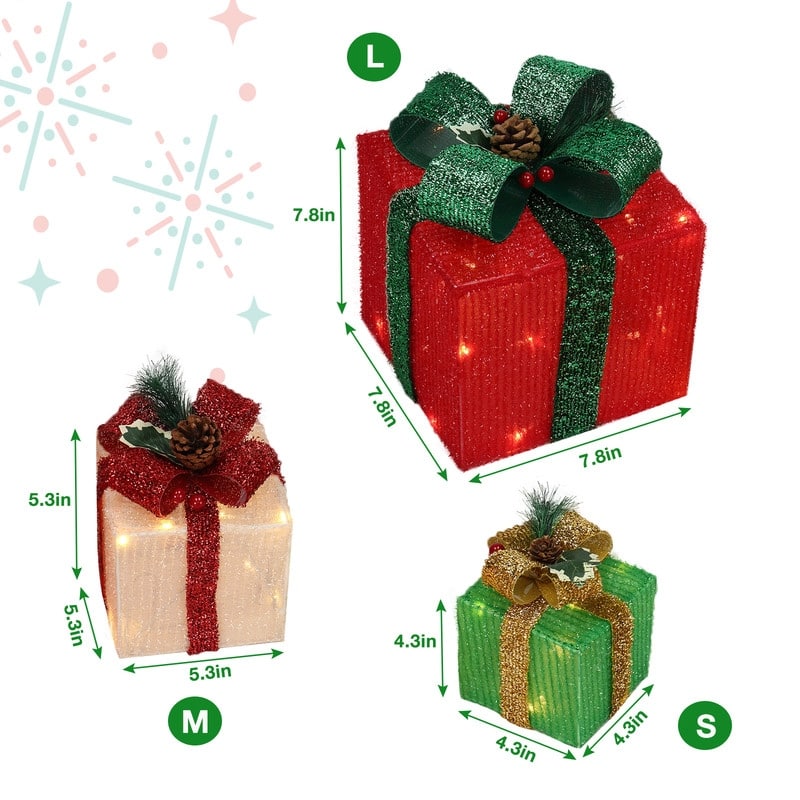 Lighted Gift Boxes Christmas Decoration Set of 3