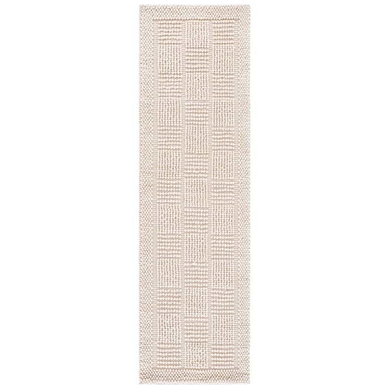 SAFAVIEH Handmade Natura Edmeia Raised Textured Wool Blend Rug - 2'3" x 8' Runner - Ivory