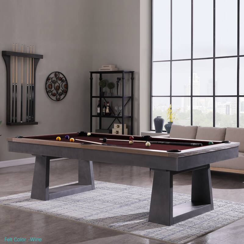 HESTON 8ft Billiard Slate Pool Table - Red/Purple