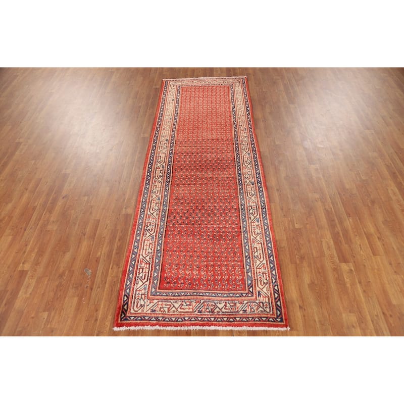 All-Over Boteh Botemir Persian Runner Rug Handmade Wool Carpet - 3'6" x 10'2"