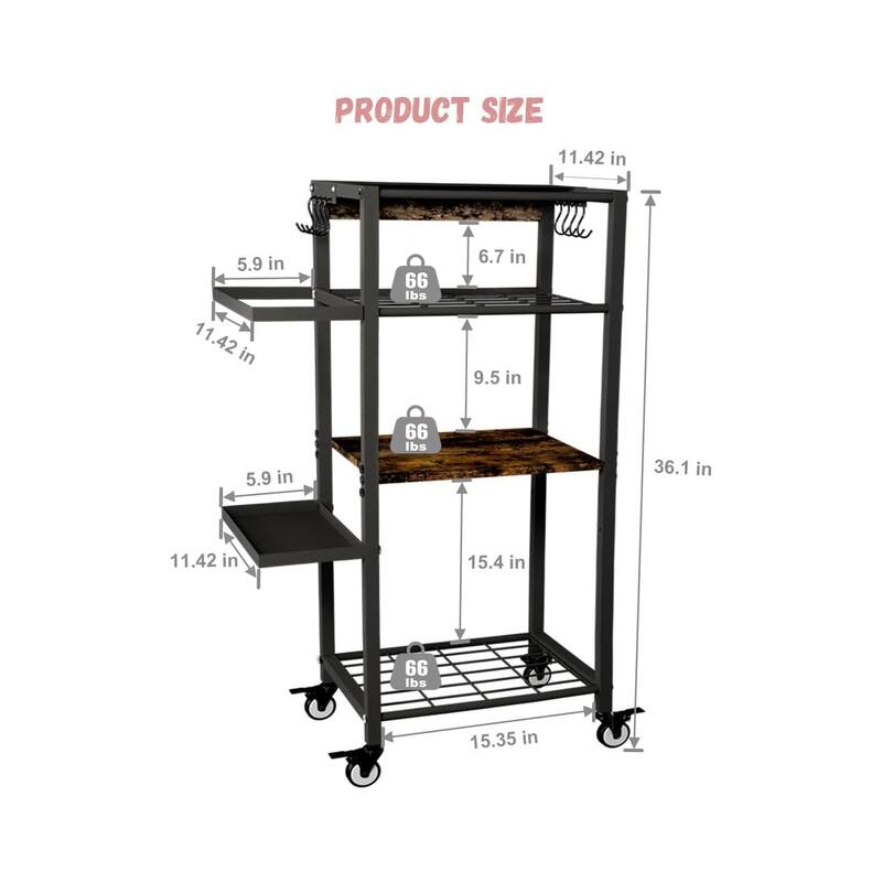 Yoga Mat Storage Rack with Wheels, 3 Tier