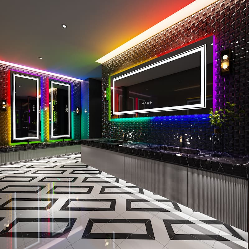 RGB LED Bathroom Mirror Front Light RGB Backlit Lighted Vanity Mirror