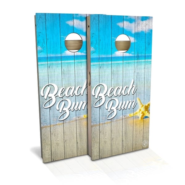 slide 2 of 8, Beach Bum Outdoor Cornhole Board Set Backyard 2x4 - Include Carrying Case
