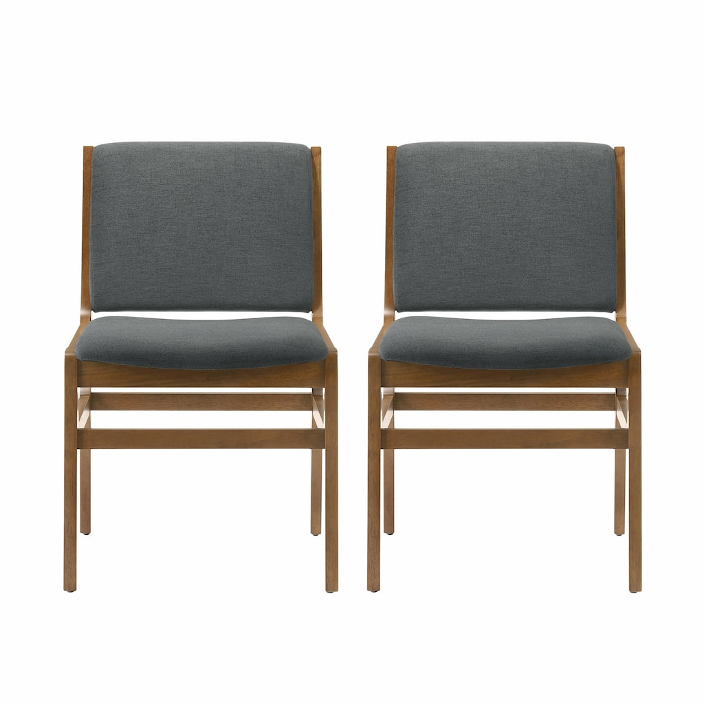 Set of 2, Contemporary Upholstered Dining Chair Set with Rubberwood Frame