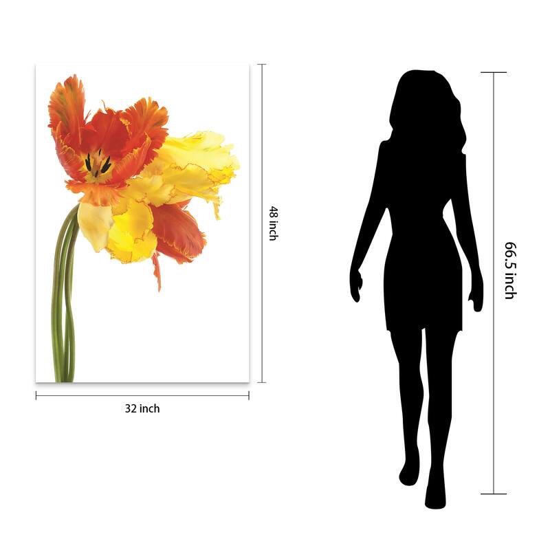Empire Art 'Orange Yellow Parrot Tulip' Frameless Free-floating Tempered Art Glass