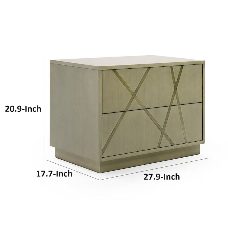 28 Inch Nightstand, Cross Sectioned Paint Art, Cubed Design, Bronze White