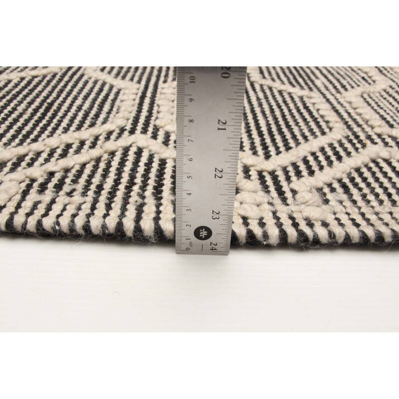 ECARPETGALLERY Braid weave Sienna Black Wool Rug - 5'1 x 7'4