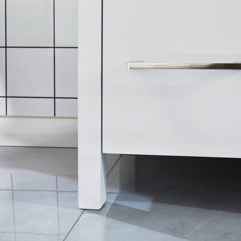 Vanity Art 42" Single Sink Bathroom Vanity Set with Engineered Marble Top and Free Mirror - 42 x 18.5 x 36 Inches