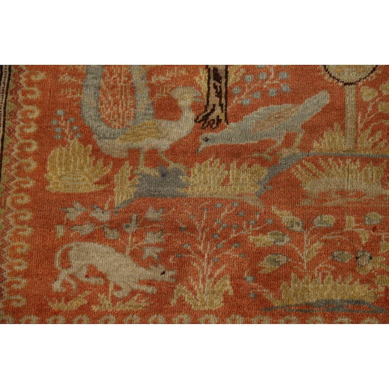 Hand Knotted Oriental 100% Wool Carpet Traditional Floral Oranges & Rust Sarouk Area Rug - 5' 10'' X 4' 2''