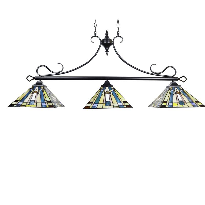 Tiffany Style 3-light Linear Island Fixture