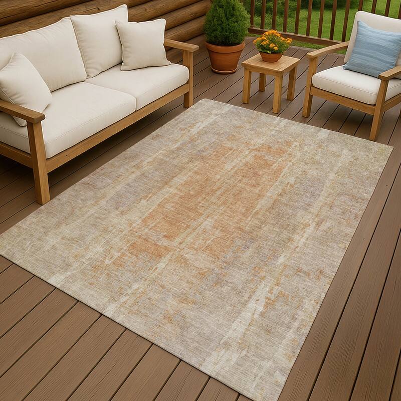 Machine Washable Indoor/ Outdoor Vintage Ombre Chantille Rug