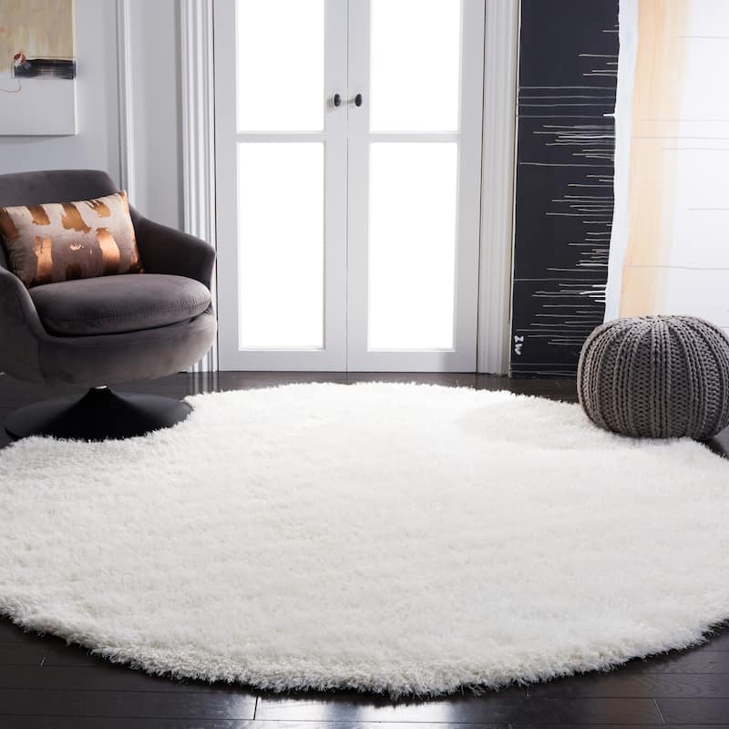 SAFAVIEH Handmade Shag Alysa Shag 1.5-inch Thick Rug - 7' Round - Ivory