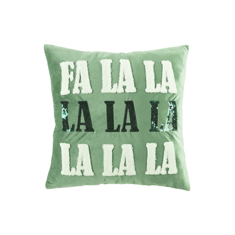 Lush Decor And Fa La La La Decorative Pillow Single - Solid Color - Frosty Green - 20 x 20
