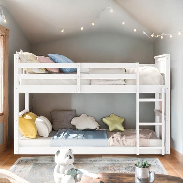 slide 2 of 24, Multifunction Twin Over Twin Bunk Bed With Ladder For Bedroom White