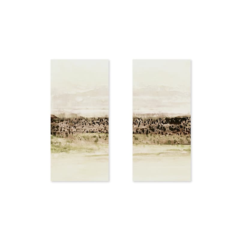 "Green Horizon" Set of Two Framed Textured Wall Art