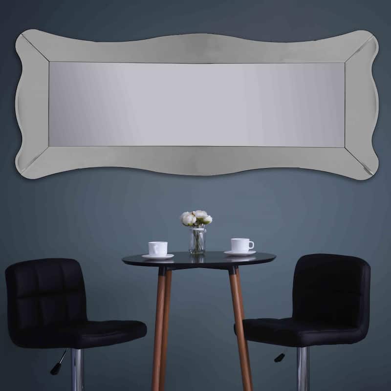 HomeRoots 65" Mirrored Full Length Hanging Mirror Wall Mounted With Glass Frame - 32