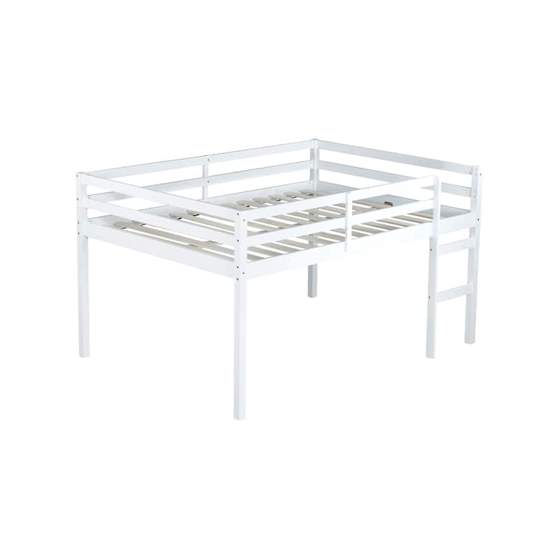 Rubber Wood Loft Bed With Ladder