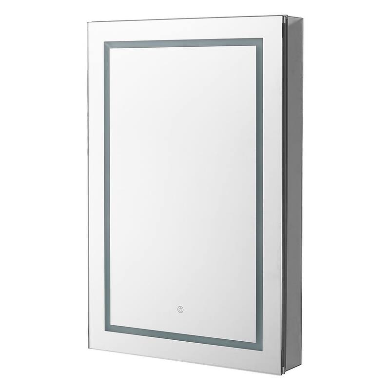 AQUADOM Royal Basic Q LED Medicine Cabinet, Defogger, 3X Vertically Adjustable Magnifying Mirror - 24"x30"x5"Left/Hinge