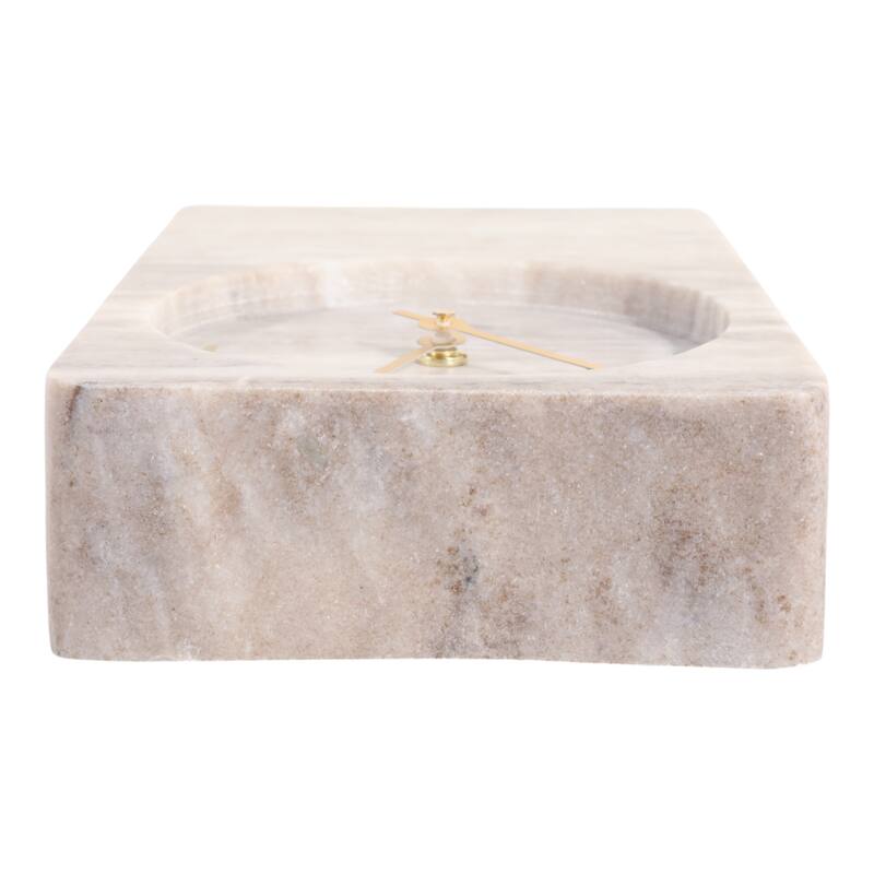 Modern Stone and Marble Clock with Contemporary Design - Beige