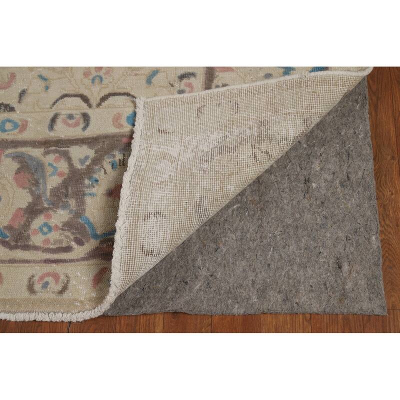 Floral Tabriz Persian Area Rug Distressed Handmade Wool Carpet - 8'8"x 11'5"