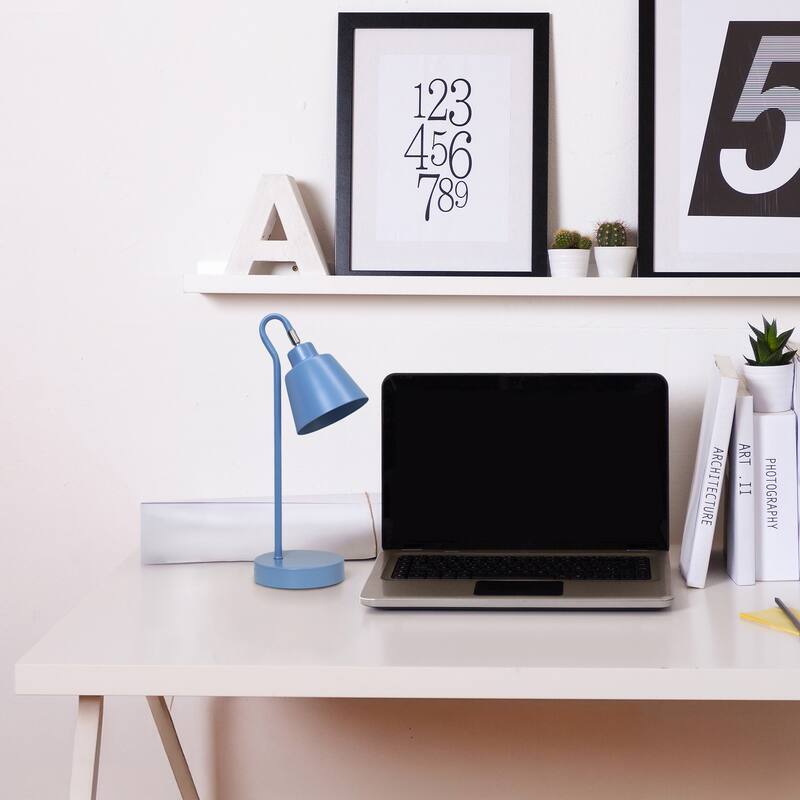 Looped Neck Desk Lamp with Adjustable Cone Shade - 16" - Blue