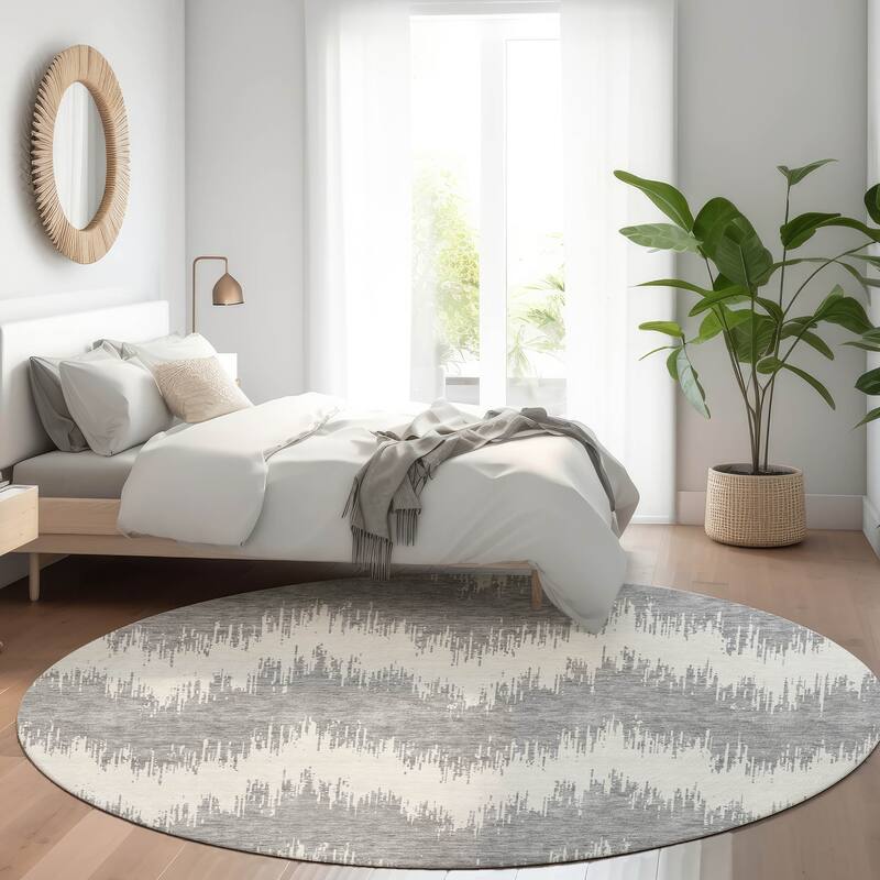 Premium Washable Super Soft Farmhouse Chevron Mayfield Rug - Gray - 8' x 8'