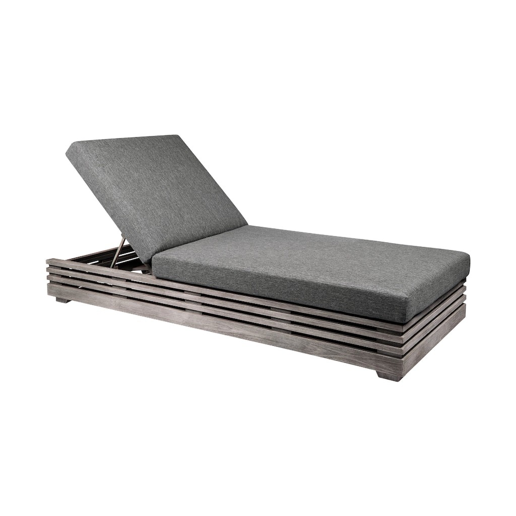 Hida Chaise Lounge Chair, Gray Eucalyptus, Olefin Cushions, 82 Inch