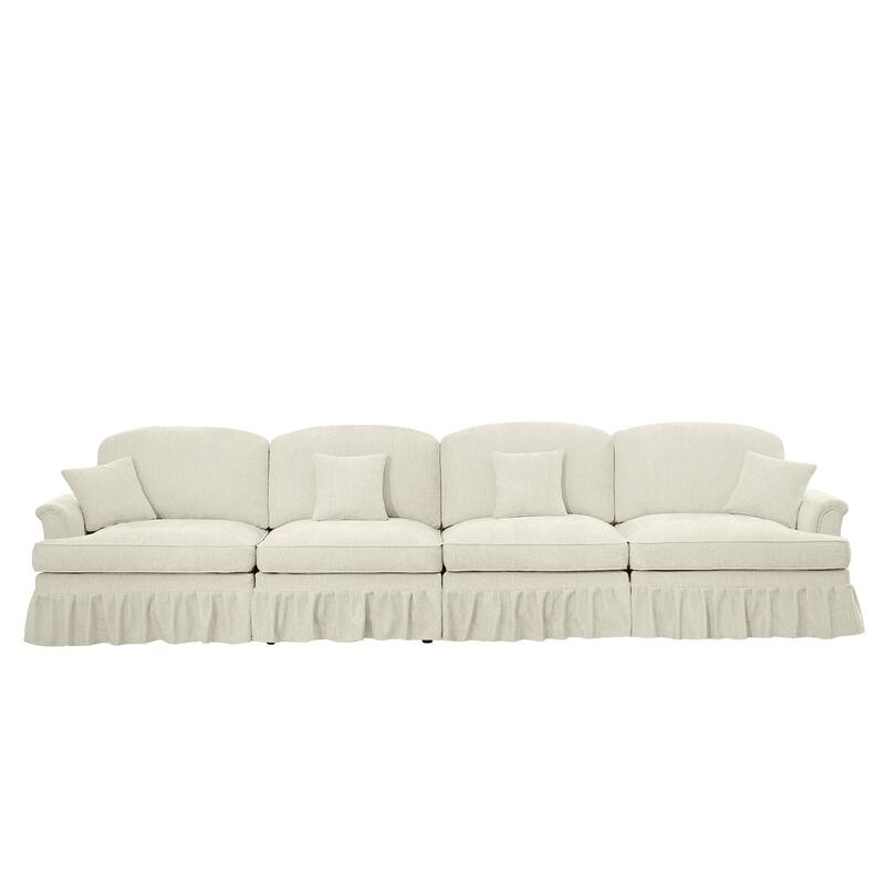 GDFStudio - Elegant Mid Century 4-Seater 137.8" Chenille Sofa with Flared Arms