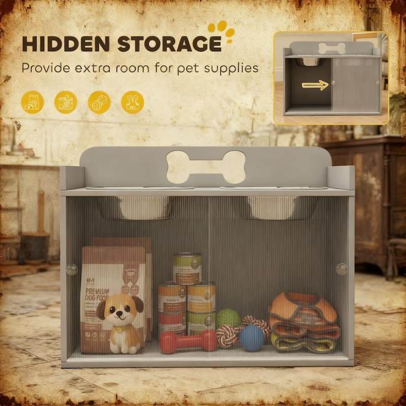 Elevated Dog Bowls with 2 Stainless Steel Bowl