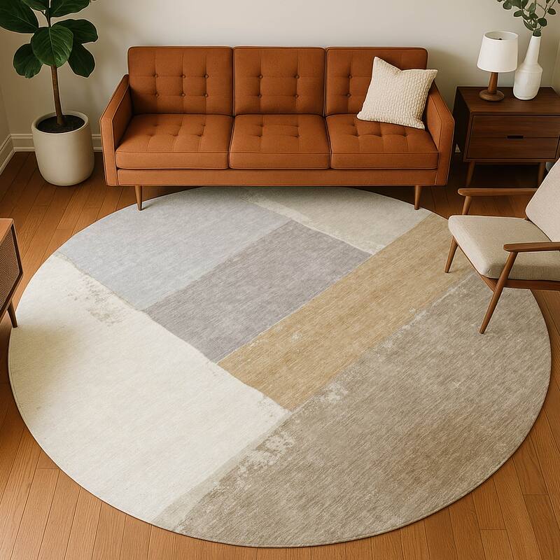 Machine Washable Indoor/ Outdoor Abstract Kraig Chantille Rug