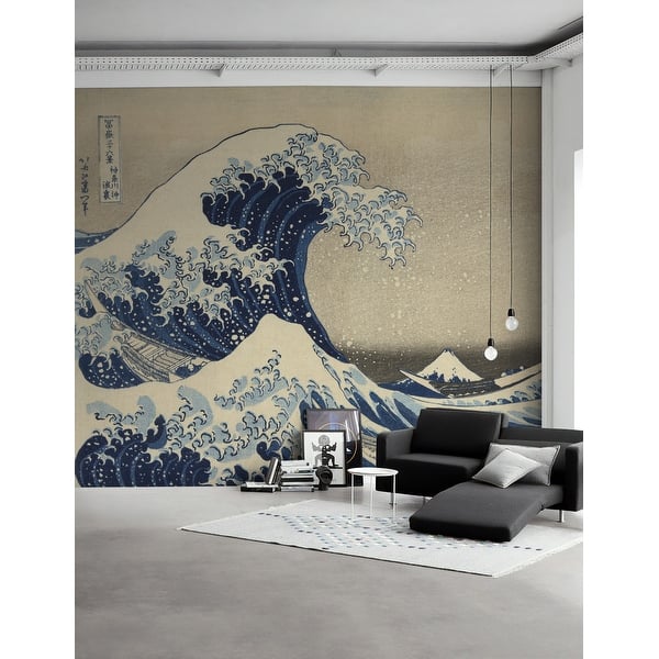 Shop Retro Sea Drawing Vintage Waves Textile Wallpaper Overstock