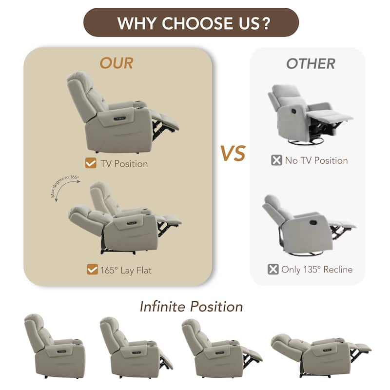 Anya Power Genuine Leather Recliner Chair Lay Flat Recliner