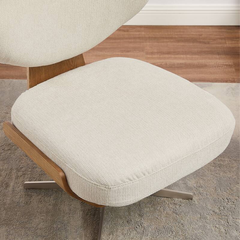 Art Leon Wood and Fabric Swivel Armless Accent Lounge Chair