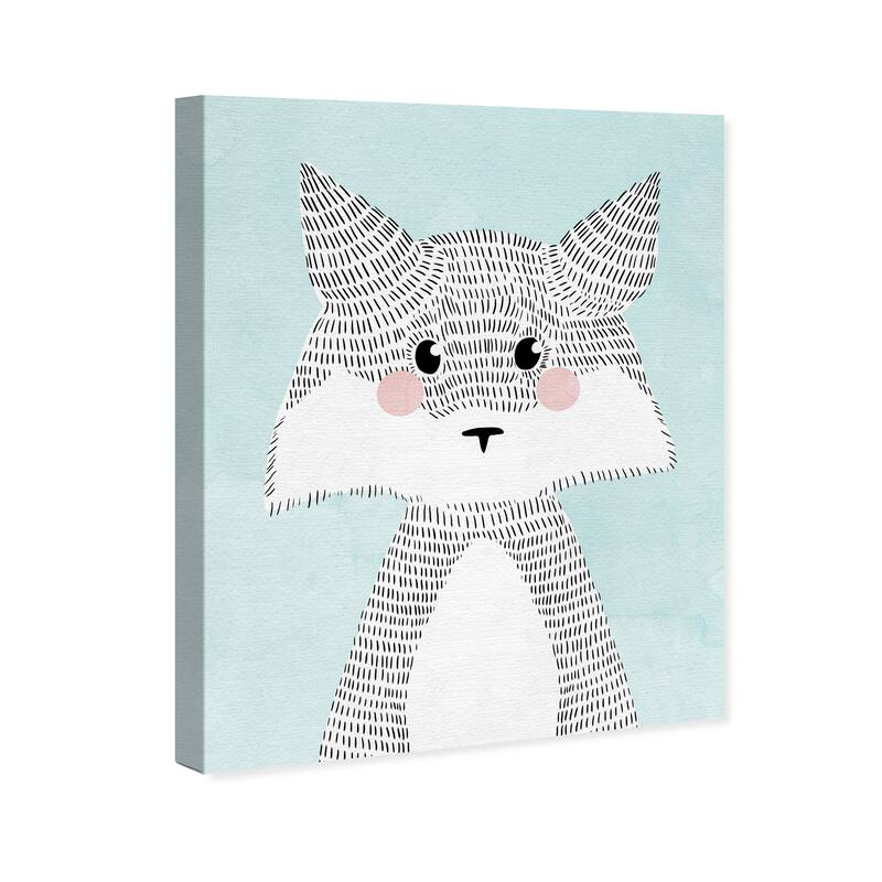 Wynwood Studio Canvas Animals Crosshatch Fox Blue and Pastel Blue Modern & Contemporary Wall Art Canvas Print